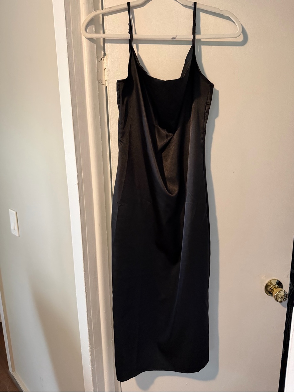 Classic Black Slip Dress with Cowl Neck